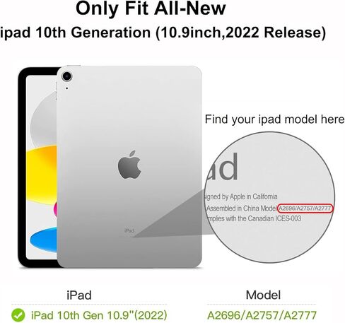 حافظة FANRTE دوارة لجهاز iPad الجيل العاشر (موديل 2022) 10.9 بوصة - غطاء حامل دوار 360 درجة، غطاء حامل قابل للطي متعدد الزوايا مع جيب مع خاصية النوم/الاستيقاظ التلقائي، أسود in Kuwait