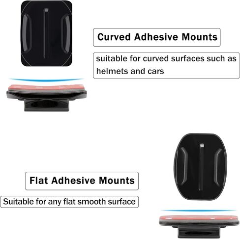 هاويو حامل لاصق لكاميرا جو برو مع وسادة لاصقة 3M متوافق مع جوبرو هيرو 10، 9، 8، 7، 6، 5، 4، 3+، 3، ماكس، سيشن، اكاسو، SJ4000 (4X منحني، 2X مقعد تثبيت مسطح) in Kuwait