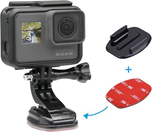 هاويو حامل لاصق لكاميرا جو برو مع وسادة لاصقة 3M متوافق مع جوبرو هيرو 10، 9، 8، 7، 6، 5، 4، 3+، 3، ماكس، سيشن، اكاسو، SJ4000 (4X منحني، 2X مقعد تثبيت مسطح) in Kuwait
