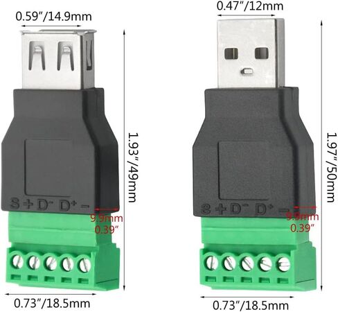 وماي كونجكنج 4 قطع USB 2.0 نوع A ذكر أنثى إلى 5 دبابيس أنثى برغي مع درع محول قابس طرفي محول موصل in Saudi Arabia