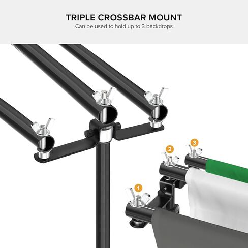 Julius Studio 10 x 9.8 FT Triple Crossbar Backdrop Stand Double Photo Background Support, New Metal Cap Design, Upgraded Sturdy Structure, Spring Clamps, Sand Bags, JSAG596 in Kuwait