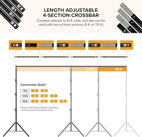 Julius Studio 10 x 9.8 FT Triple Crossbar Backdrop Stand Double Photo Background Support, New Metal Cap Design, Upgraded Sturdy Structure, Spring Clamps, Sand Bags, JSAG596 in Kuwait