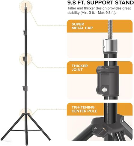 Julius Studio 10 x 9.8 FT Triple Crossbar Backdrop Stand Double Photo Background Support, New Metal Cap Design, Upgraded Sturdy Structure, Spring Clamps, Sand Bags, JSAG596 in Kuwait