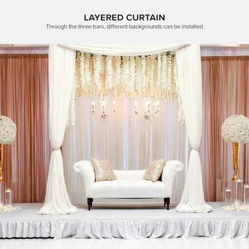 Julius Studio 10 x 9.8 FT Triple Crossbar Backdrop Stand Double Photo Background Support, New Metal Cap Design, Upgraded Sturdy Structure, Spring Clamps, Sand Bags, JSAG596 in Kuwait