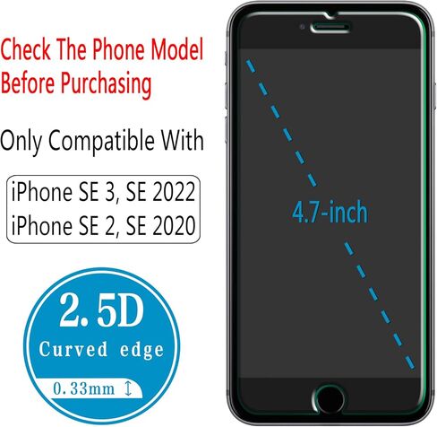 HPTech (عبوتان) زجاج مقسى لهاتف iPhone SE 3، SE 2022، iPhone SE 2، SE 2020، واقي شاشة، مضاد للخدش، خالٍ من الفقاعات، صديق للحافظة in Saudi Arabia