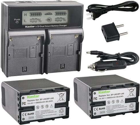 Kastar BP-U60 / BP-U66 AC LCD DualFast Charger Compatible with Sony PXW-FS5K, PXW-FS5M2, PXW-FS7, PXW-FS7K, PXW-FS7M2, PXW-FS7M2K, PXW-FX6, PXW-FX9 XDCAM, PXW-FX9K, PXW-X160 Camera in Saudi Arabia