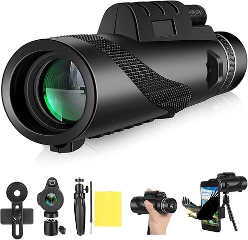 80x100 HD Monocular Telescope High Powered Monocular for Adults with Smartphone Adapter Monocular Scope for Stargazing Hiking Wildlife Watching in Saudi Arabia