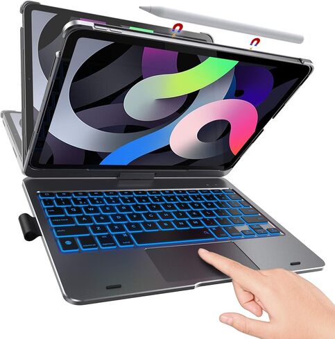 حافظة typecase Touch iPad Pro 11 2020 مع لوحة مفاتيح ولوحة لمس - نمط لوحة مفاتيح سحرية، متوافقة مع Apple Pencil ولوحة التتبع ومفاتيح الإضاءة الخلفية الذكية، لوحة مفاتيح لجهاز iPad 11 Pro 2020 (جرافيت) in Kuwait