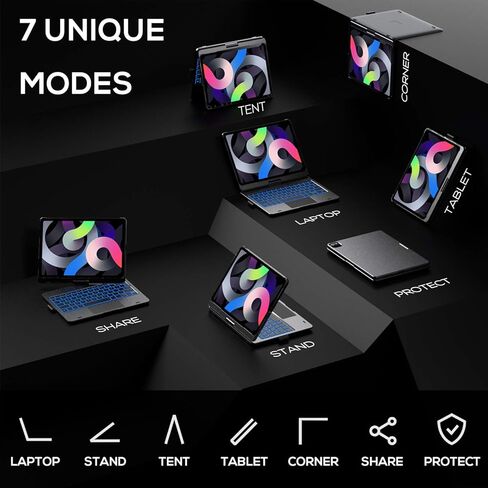 حافظة typecase Touch iPad Pro 11 2020 مع لوحة مفاتيح ولوحة لمس - نمط لوحة مفاتيح سحرية، متوافقة مع Apple Pencil ولوحة التتبع ومفاتيح الإضاءة الخلفية الذكية، لوحة مفاتيح لجهاز iPad 11 Pro 2020 (جرافيت) in Kuwait