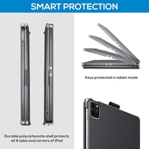 حافظة typecase Touch iPad Pro 11 2020 مع لوحة مفاتيح ولوحة لمس - نمط لوحة مفاتيح سحرية، متوافقة مع Apple Pencil ولوحة التتبع ومفاتيح الإضاءة الخلفية الذكية، لوحة مفاتيح لجهاز iPad 11 Pro 2020 (جرافيت) in Kuwait
