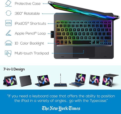 حافظة typecase Touch iPad Pro 11 2020 مع لوحة مفاتيح ولوحة لمس - نمط لوحة مفاتيح سحرية، متوافقة مع Apple Pencil ولوحة التتبع ومفاتيح الإضاءة الخلفية الذكية، لوحة مفاتيح لجهاز iPad 11 Pro 2020 (جرافيت) in Kuwait