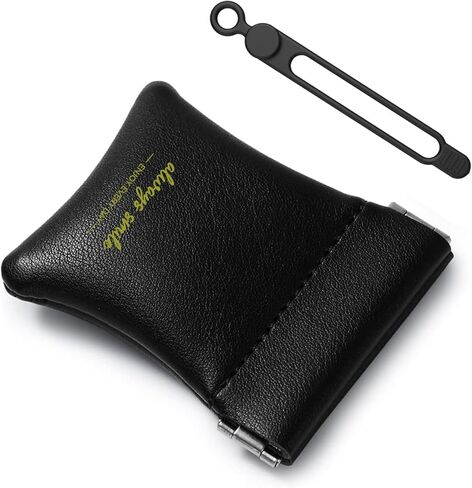 ONEJIE Headphone Carrying Case Portable Wired Earphone Organizer Leather Data Cable Storage Bag Mini Key Box, Black in Kuwait