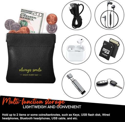 ONEJIE Headphone Carrying Case Portable Wired Earphone Organizer Leather Data Cable Storage Bag Mini Key Box, Black in Kuwait