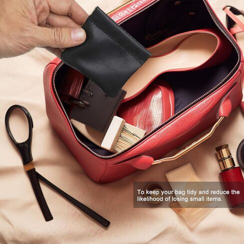 ONEJIE Headphone Carrying Case Portable Wired Earphone Organizer Leather Data Cable Storage Bag Mini Key Box, Black in Kuwait