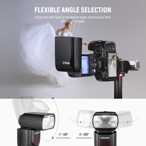 NEEWER Z760-C TTL Flash Speedlite متوافق مع كاميرات Canon DSLR، 76Ws Speedlight GN60 2.4G 1/8000s HSS Speedlight، تحويل TCM، مجموعة شاحن بطارية 7.4 فولت/2600 مللي أمبير في الساعة، 480 ومضة طاقة كاملة in Saudi Arabia
