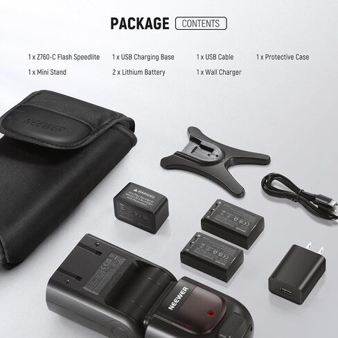 NEEWER Z760-C TTL Flash Speedlite متوافق مع كاميرات Canon DSLR، 76Ws Speedlight GN60 2.4G 1/8000s HSS Speedlight، تحويل TCM، مجموعة شاحن بطارية 7.4 فولت/2600 مللي أمبير في الساعة، 480 ومضة طاقة كاملة in Saudi Arabia