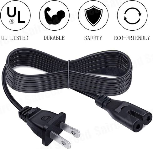 استبدال سلك الطاقة المدرج في UL لتلفزيون TCL Roku الذكي 50FS3800 50S425 55FS4690 48FS4610R 43S421 40S325 32S3800 2 Prong 8Ft AC كابل سلك الطاقة in Saudi Arabia