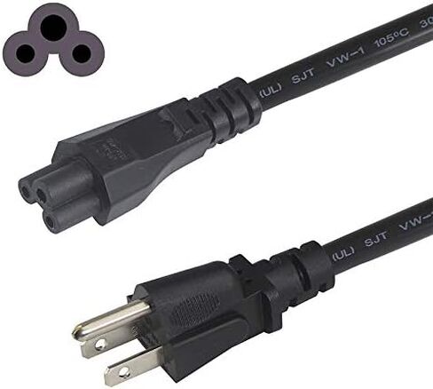 سلك طاقة تيار متردد عالمي بثلاث فتحات - كابل طاقة بديل بطول 6 أقدام و3 شقوق للكمبيوتر المحمول، موصل NEMA 5-15P إلى IEC C5، مقياس SJT 18، أسود in Kuwait