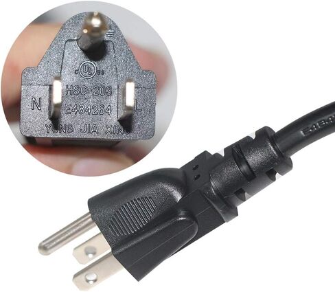 3-Slot Universal AC Power Cord - 6Ft Replacement 3 Prong Laptop Power Cable, NEMA 5-15P to IEC C5 Connector, SJT 18 Gauge, Black in Kuwait