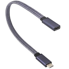AAOTOKK Braided USB 3.1Type C Cable Flat Short 3.1 USB Type C Male to Male 4K@60Hz Gen 2 Extension Cable Supports Charging,Data,Audio,Video Cable for Laptop & Tablet & Mobile Phone.(0.3M-M/M)