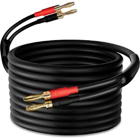 HiFind Speaker Cable Wire 10 Ft/2 Pack with Gold-Plated 90 Degree Angled to Straight Banana Tip Plugs-UL CL3 Rated-Indoor&Outdoor-16 AWG Tinned Copper for Bi-Wire Bi-Amp HiFi Sound in Kuwait