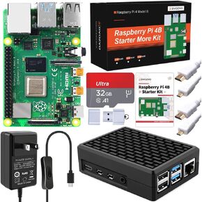 مجموعة بادئ تشغيل راسبيري باي 4 4GB من دي فوزفو، مزود طاقة 5 فولت 4 امبير راسبيري باي 4 مع مفتاح تشغيل/ايقاف، هيكل الومنيوم راسبيري باي 4 كيه، كيبلات HDMI 4K لجهاز راسبيري باي 4B - اصدار 32GB (ذاكرة in Kuwait