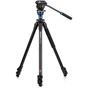 Benro Video Tripod with S2 PRO Flat Base Fluid Video Head, 5.5 lb Max, Leveling Center Column, Aluminum Legs, Flip Lock, Carrying Case (A1573FS2PRO) in Kuwait