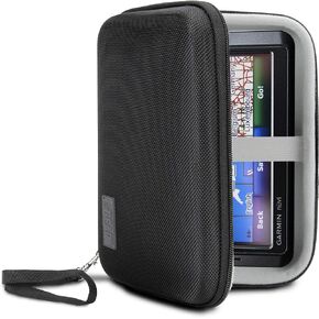 USA Gear Hard Shell Electronic Organizer Travel Case 7.5 Inch - GPS Cases with Accessory Pocket and Water Resistant Exterior Compatible with Garmin GPS, Chargers, and More Electronics - Black
