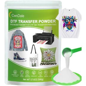 CenDale DTF Powder, Hot Melt Adhesive Digital DTF Transfer Powder for Sublimation, Compatible with DTF and DTG Printers, DTF PreTreat Powder for All Fabric Jeans Cotton T-Shirt