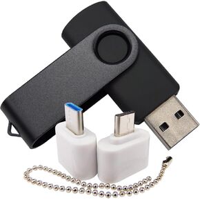 Mini Capacity USB Flash Drive Memory Sticks Thumb Drives with 1 OTG (Micro USB) and 1 Type-C (USB-C) Adaptor for Mobile Phone (Purple 2GB)