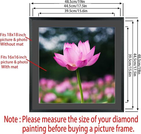 Mxtallup 18 x 18 in Diamond Painting Picture Frames 16x16in Diamond Art Frame , Display Pictures16x16 Inch/ 40x40 cm with Mat or 18x18 Inch/45x45 cm Without Mat, Wall Diamond Embroidery Picture Frame Solid Wood Black (T22B1818B1616) in Saudi Arabia