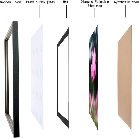 Mxtallup 18 x 18 in Diamond Painting Picture Frames 16x16in Diamond Art Frame , Display Pictures16x16 Inch/ 40x40 cm with Mat or 18x18 Inch/45x45 cm Without Mat, Wall Diamond Embroidery Picture Frame Solid Wood Black (T22B1818B1616) in Saudi Arabia