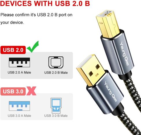 Printer Cable 3 ft,High Speed USB 2.0 A Male to Type B Male Printer Cord in Saudi Arabia