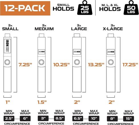 Extension Cord Wrap Organizer, 12 Piece Multi-Pack of Storage Straps - 3 Small, 3 Medium, 3 Large, and 3 XL Hook and Loop Hanger Wraps for Power Cables, Hoses, Ropes, and More in Kuwait