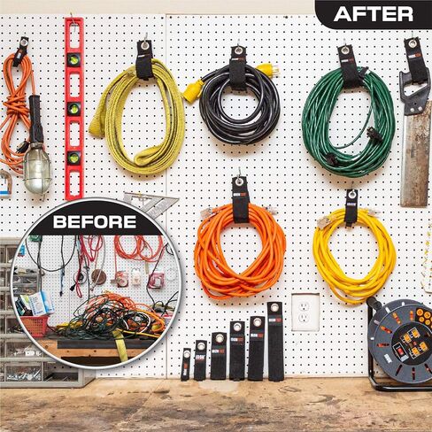 Extension Cord Wrap Organizer, 12 Piece Multi-Pack of Storage Straps - 3 Small, 3 Medium, 3 Large, and 3 XL Hook and Loop Hanger Wraps for Power Cables, Hoses, Ropes, and More in Kuwait