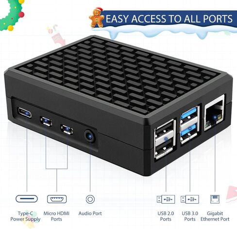 مجموعة بادئ تشغيل راسبيري باي 4 4GB من دي فوزفو، مزود طاقة 5 فولت 4 امبير راسبيري باي 4 مع مفتاح تشغيل/ايقاف، هيكل الومنيوم راسبيري باي 4 كيه، كيبلات HDMI 4K لجهاز راسبيري باي 4B - اصدار 32GB (ذاكرة in Kuwait