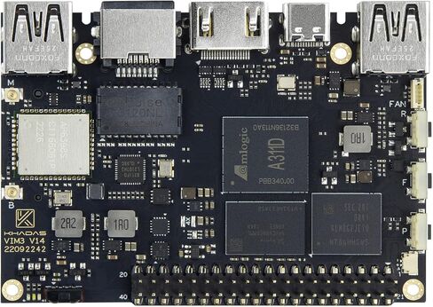كمبيوتر Khadas ذو لوحة واحدة، VIM3 Basic Amlogic A311D، وحدة معالجة مركزية أسرع، وحدة معالجة عصبية لـ A.I.Switchable PCIe وUSB 3.0، شاشات مستقلة مزدوجة، كاميرات مزدوجة (2 + 16 جيجابايت) in Saudi Arabia