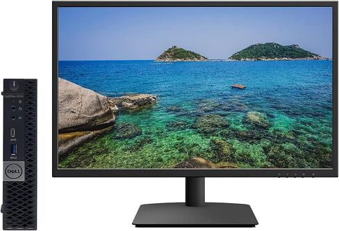 كمبيوتر سطح المكتب Dell Optiplex 5070 Micro MFF Intel i5-9500T، 16 جيجابايت DDR4 جديد 256 جيجابايت M.2 NVMe SSD، WiFi BT HDMI New KB & Mouse Windows 11 Pro مع شاشة LCD 24 بوصة (متجدد) in Kuwait