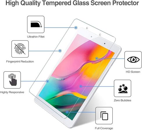 TANTEK [3-Pack Screen Protector for Samsung Galaxy Tab A 8.0 inch 2019,SM-T290/T295 Model,Tempered Glass Film,Ultra Clear,Anti Scratch,Bubble Free in Kuwait