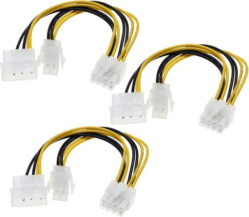 eMagTech 3PCS 4 Pin ATX & 4 Pin LP4 Molex to 8 Pin EPS Power Adapter Cable Desktop Computer CPU Power Supply Extension Cable 18cm in Saudi Arabia