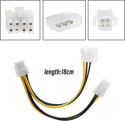 eMagTech 3PCS 4 Pin ATX & 4 Pin LP4 Molex to 8 Pin EPS Power Adapter Cable Desktop Computer CPU Power Supply Extension Cable 18cm in Saudi Arabia