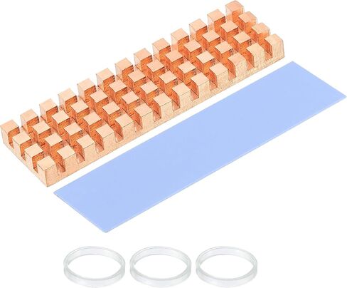 MECCANIXITY Copper Heatsink Coated Graphene 70x20x4mm with Thermal Pad and Rubber Ring for M.2 SSD Computer, Laptop, PCB Cooler 1 Set in Saudi Arabia