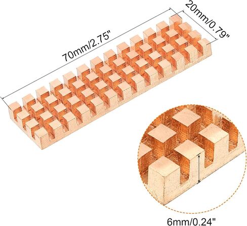 MECCANIXITY Copper Heatsink Coated Graphene 70x20x4mm with Thermal Pad and Rubber Ring for M.2 SSD Computer, Laptop, PCB Cooler 1 Set in Saudi Arabia