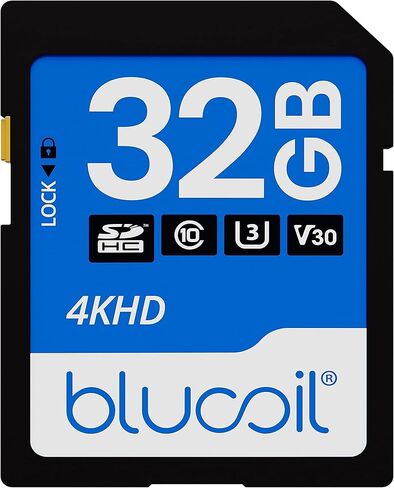 بطاقة ذاكرة فلاش Blucoil فئة 10 SDHC بطاقة SD مع ميزة حماية الكتابة لتسجيل الفيديو بدقة 4K UHD وFull HD على الكاميرات الرقمية وDSLR وكاميرات الفيديو والمسجلات وأجهزة الكمبيوتر in Kuwait