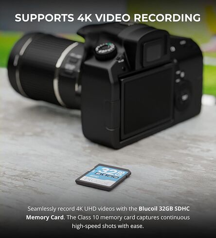 بطاقة ذاكرة فلاش Blucoil فئة 10 SDHC بطاقة SD مع ميزة حماية الكتابة لتسجيل الفيديو بدقة 4K UHD وFull HD على الكاميرات الرقمية وDSLR وكاميرات الفيديو والمسجلات وأجهزة الكمبيوتر in Kuwait