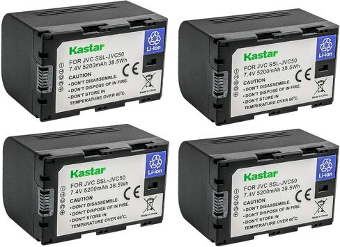قطعتان من بطارية بديلة من Kastar لكاميرات JVC SSL-JVC50، SSL-JVC70، SSL-JVC75، BN-S8I50، JVC GY-HM600EC، GY-HM620U، GY-HM650، GY-HM650U، GY-HM650SC، GY-HM660U، GY-HM660SC وشاشات DT-X in Kuwait