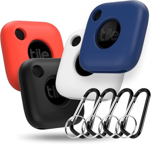 حافظة سيليكون لبلاطة ميت (2022) مع سلسلة مفاتيح وأنولوس، 4 قطع من غطاء واقي ناعم خفيف الوزن مضاد للخدش لبلاط ميت (2022) متعقب (أسود، أبيض، أحمر، أزرق) in Kuwait