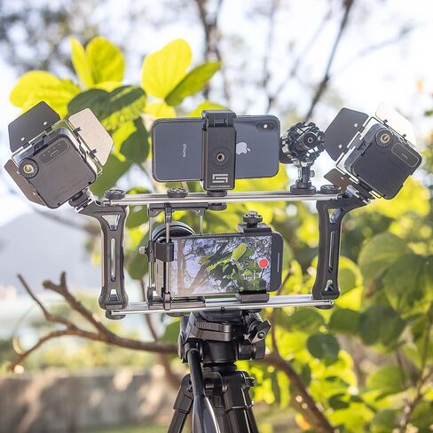 DREAMGRIP Evolution MOJO 2 Plus Universal Modular Video Rig Kit for iPhone,Smartphones,DSLR,Action Cameras-Complete Journalist Kit w/52-37-17mm Optics Adapter/Hood/Filters/Gun Microphone/2*LED Lights in Kuwait