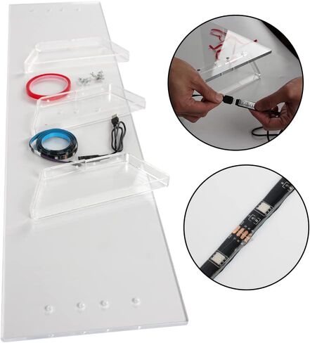 KUAIYU Dual Monitor Stand Riser, Monitor Stands for 2 Monitors, 39in Acrylic Computer Stand, Monitor Stand with Light Kit.Dual Monitor Stand for Computer,Laptop 4 lights color(USB interface) Office in Kuwait