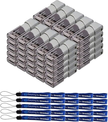 PNY 32GB USB 3.0 Flash Drive Turbo Attache 3 (50 Pack Bulk) Thumb Drives Bundle with (25) Everything But Stromboli Lanyard (P-FD32GTBOP-GE) in Saudi Arabia